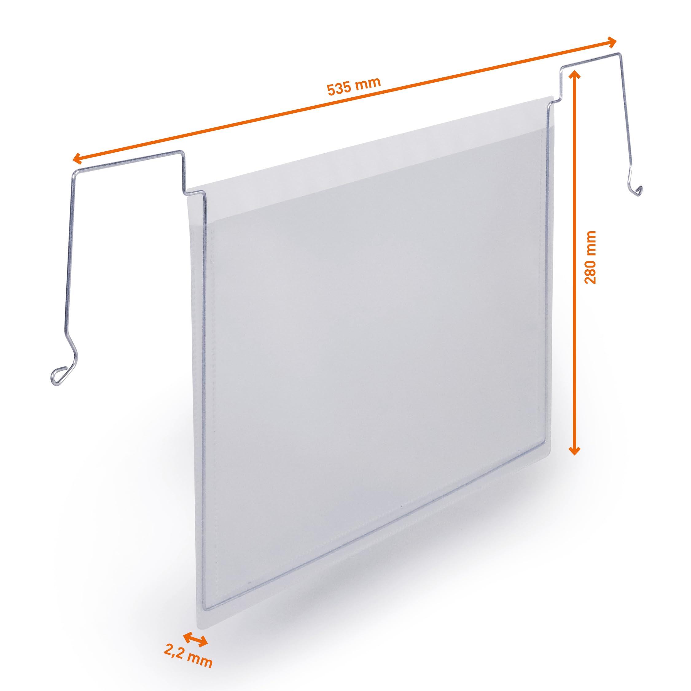 Durable Drahtbügeltasche A4 quer PP, Etikettenhalter transparent, 50 Stück, 118519