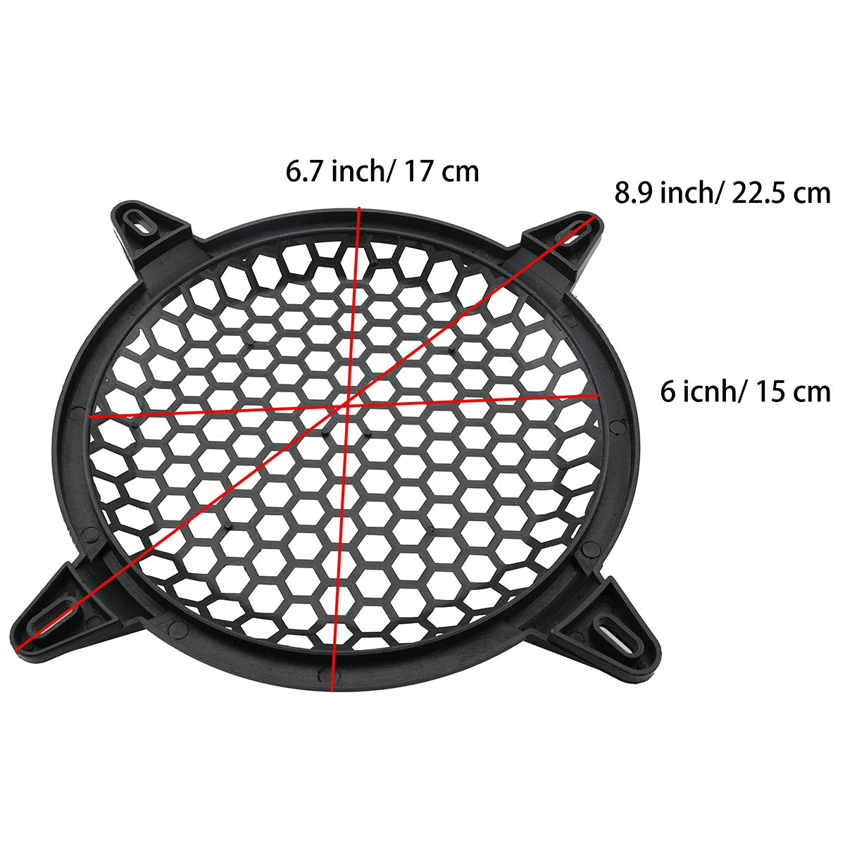 2pcs 6" Protective Cover for Speaker Grille, Hard Plastic Car Subwoofer Metal Round Metal Mesh Cover, Black