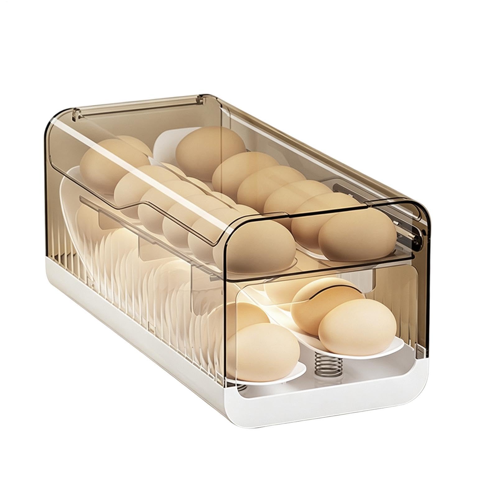 Titular Huevos Para Refrigerador de Ruedas Alimentos Antideslizante | Caja de almacenamiento organizador de huevos para nevera casa cocina estante