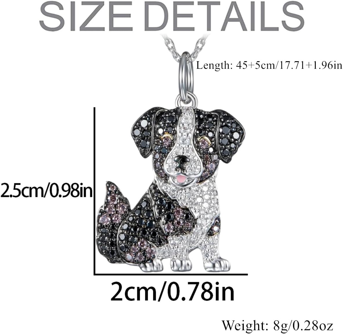 Crystal Dog Pendant Necklace Cute Animal Necklace, Jewelry For Pet Lovers (Sheep Dog) - Image 5