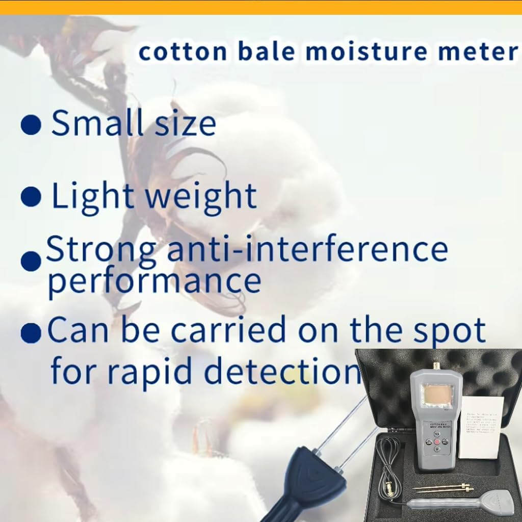 Cotton Moisture Meter Digital Cotton Lint Moisture Meter Seed-Cotton Moisture Meter with Measuring Range 5% to 45% Resolusion 0.1 Accuracy ± 0.5 Automatic Temperature Compensation