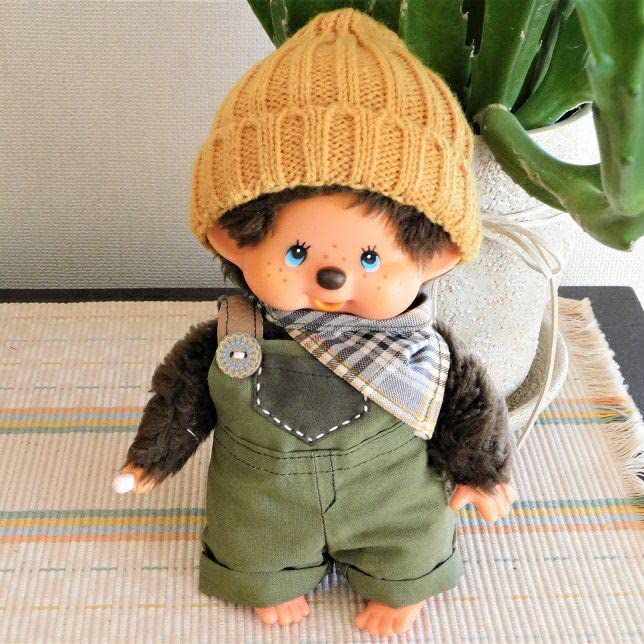 Amazon.co.jp: モンチッチ用 サロペット ニット帽 バンダナ付