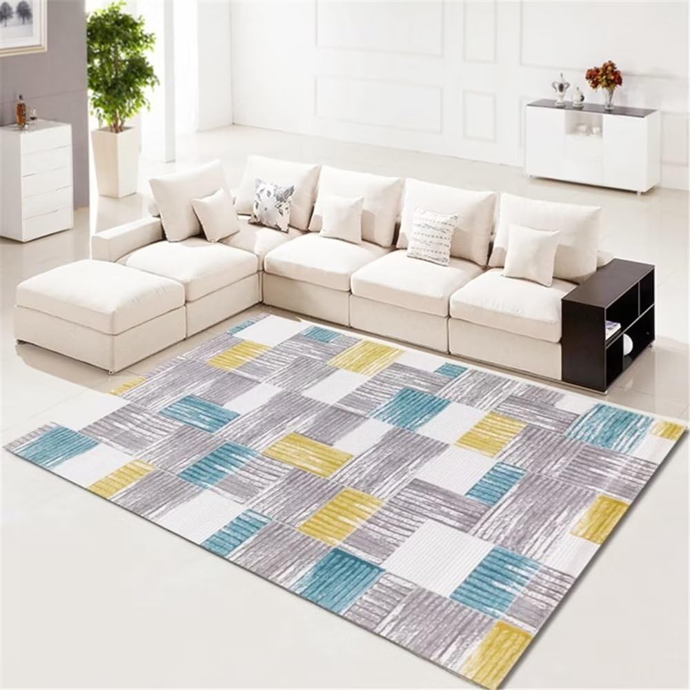 Tapis de chambre durable et résistant au motif flou bleu