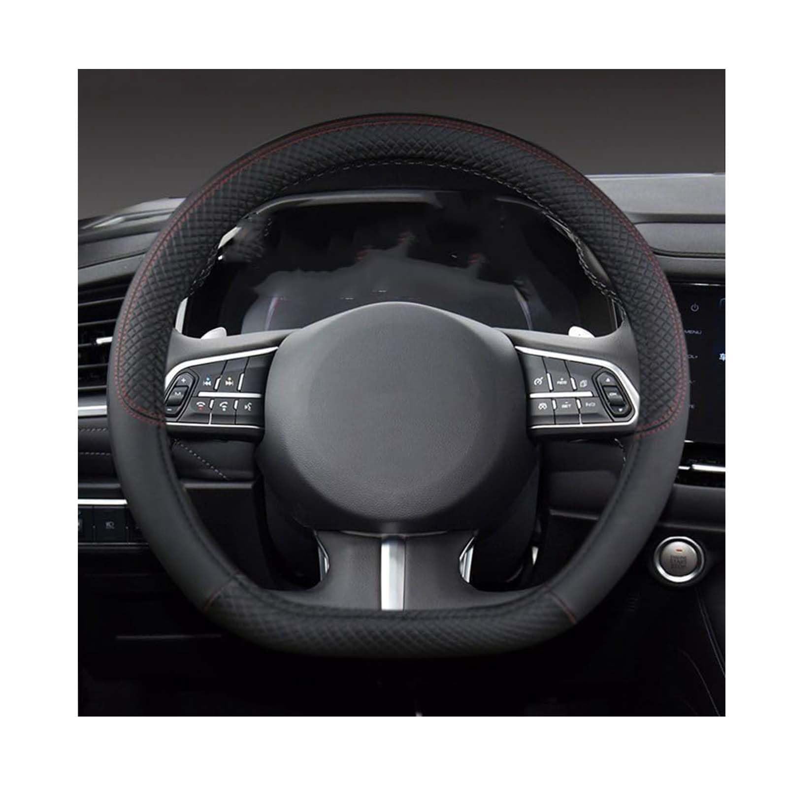 PWSVRDIQC Steering Wheel Cover for Ligier JS50 1999-2024, Microfiber Leather Steering Wheel Protector, Perforated Leather Grip, Anti-Slip, 37-38cm,D