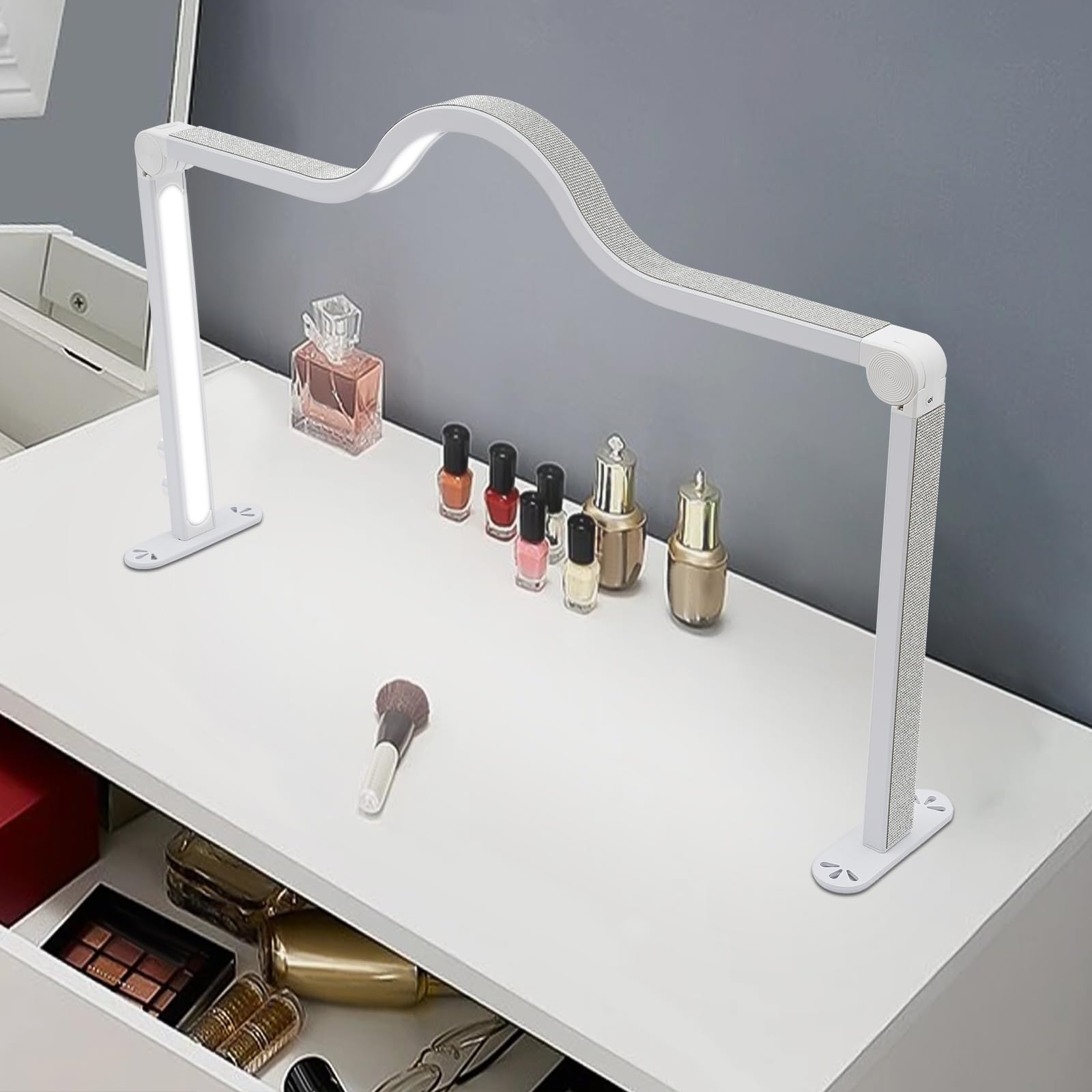 Halbmond Lampe Nägel 48W Kosmetiklampe für Wimpern Wimpernleuchte Einstellbare Farbtemperatur 3000K-6000K LED Nageltisch Licht,für Schönheitssalons und Nagelsalons