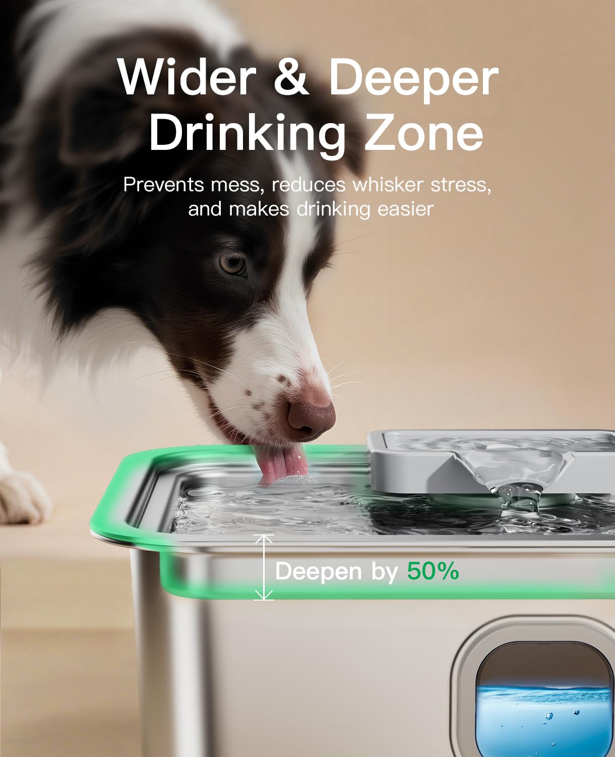 4Gal/15L Dog Water Fountain for Large Dogs, Stainless Steel Large Pet Drinking Fountain, Automatic Dog Water Bowl Dispenser with Deeper & Wider Drinking Area, Multi-Filtration, Ultra-Quiet - image 3