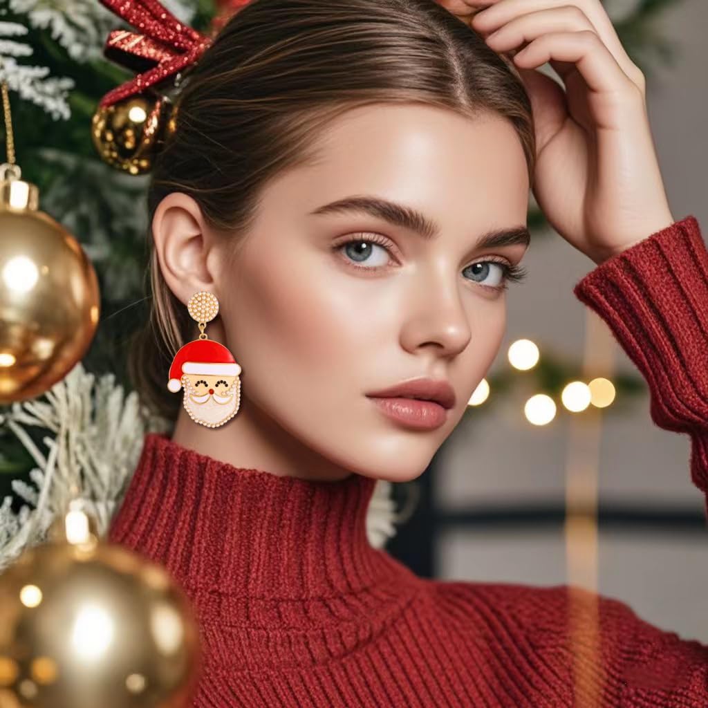 Christmas Earrings for Women Holiday Earrings Colorful Light Bulbs Bow Cane Santa Jingle Bell Christmas Tree Drop Dangle Earrings Xmas Festival Jewelry Gift - Image 8