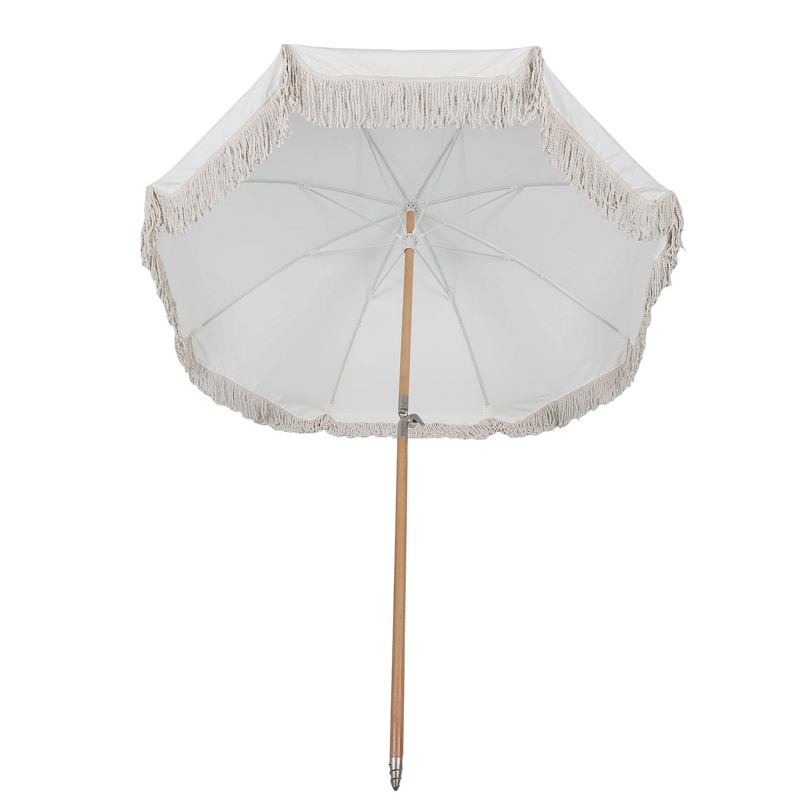 Yinhing Parasol Ogrodowy z Frędzlami 8 żeber z Włókna Szklanego Odporny na Duży Parasol Ogrodowy do Basenu na Tarasie Ogrodowym Beżowy Stylowy i Stabilny Przeciwsłoneczny z łatwym Montażem