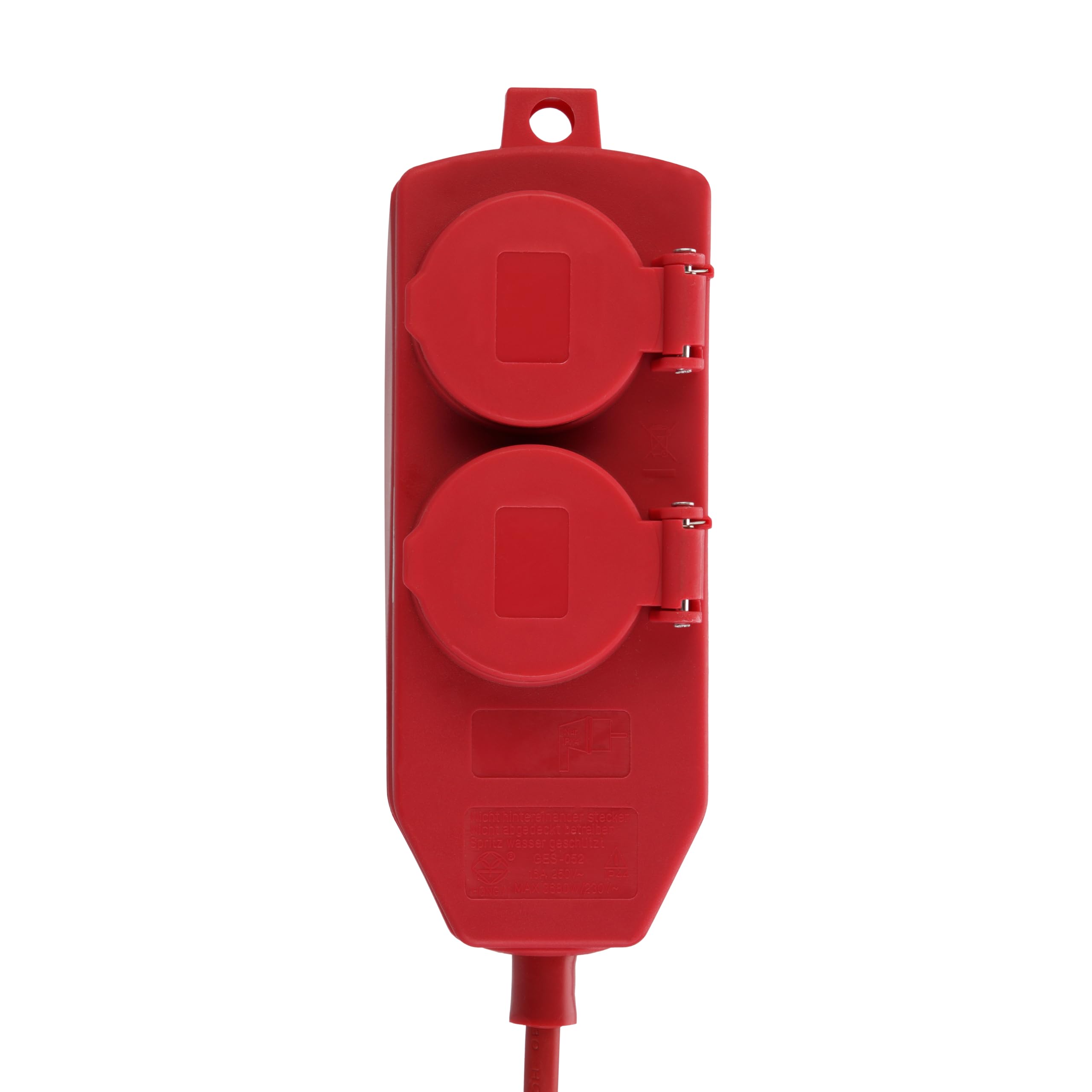 REV Verlängerung 4fach, Verlängerungskabel Outdoor, IP44, 10m, 3680W, rot