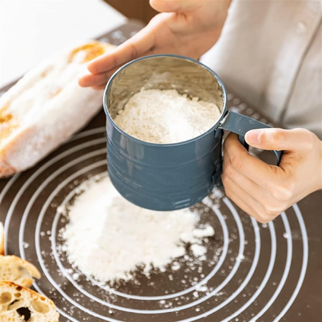 Stainless Steel Flour Sieve Hand-held Semi-automatic Baking Cup Filter Mesh Sifter