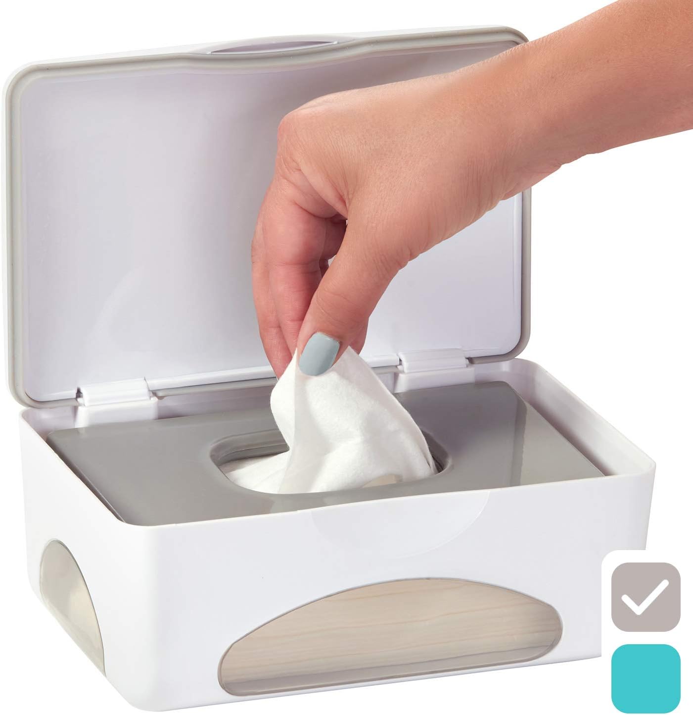 hiccapop Baby Wipe Dispenser | Baby Wipes Case | Baby Wipe Holder Keeps Diaper Wipes Fresh | Non-Slip, Easy Open & Close Wipe Container (Gray w/Gray Window)