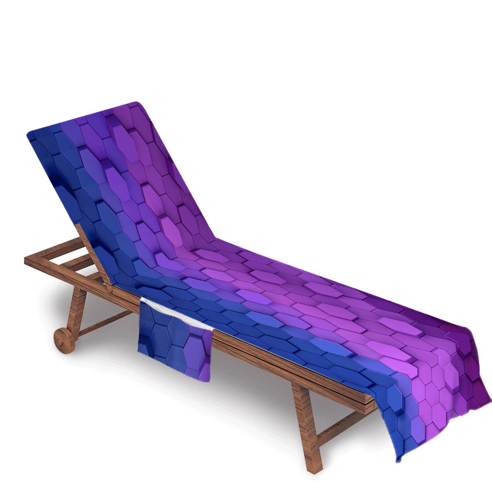 FANSU Sun Lounger Towels with Pockets, 3D Print Beach Towel Chair Cover Sunbed Lounger Cover for Beach Garden Vacation Outdoor Indoors (Purple gradient,75x210cm)