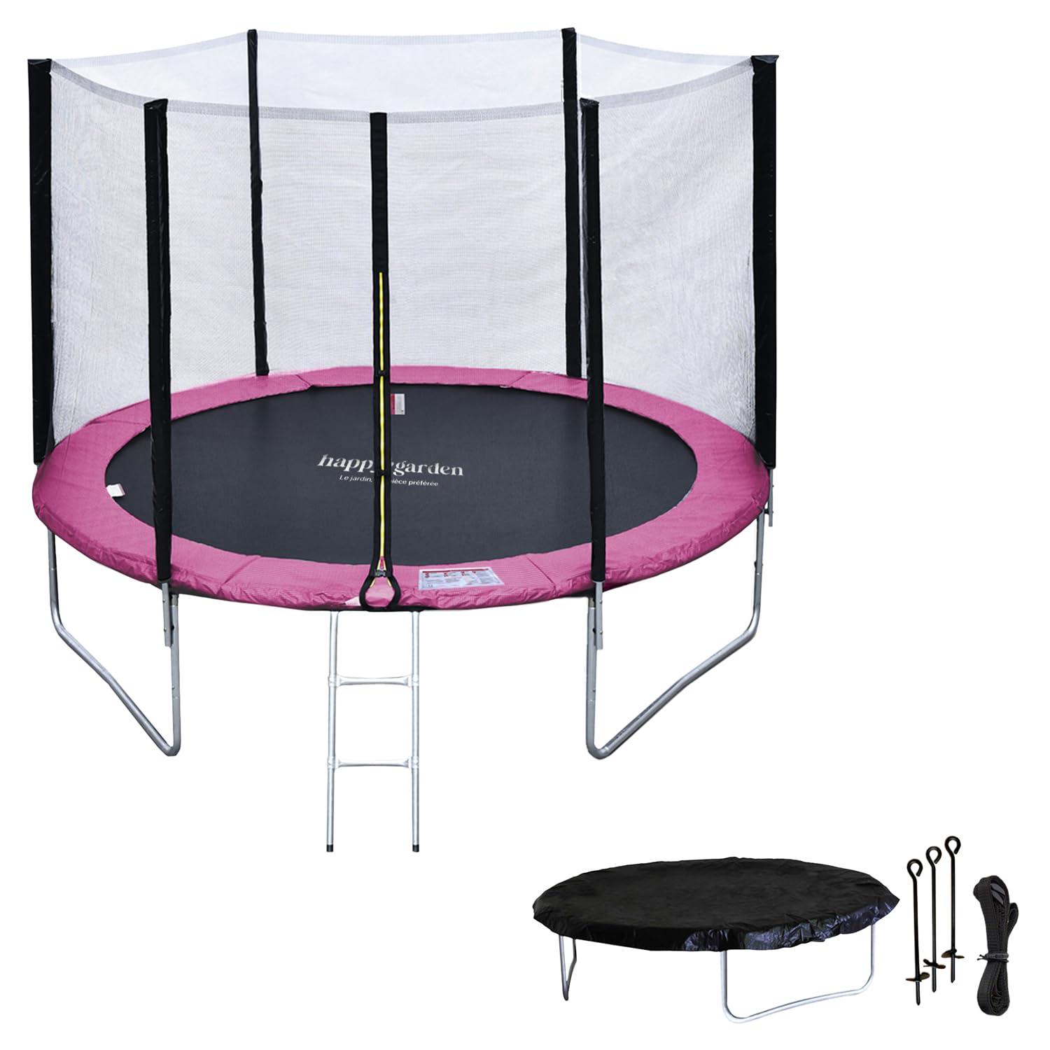 Pack Premium Cama elástica 305cm Reversible ADELAÏDE + Red de Seguridad, Escalera, Lona y Kit de Anclaje