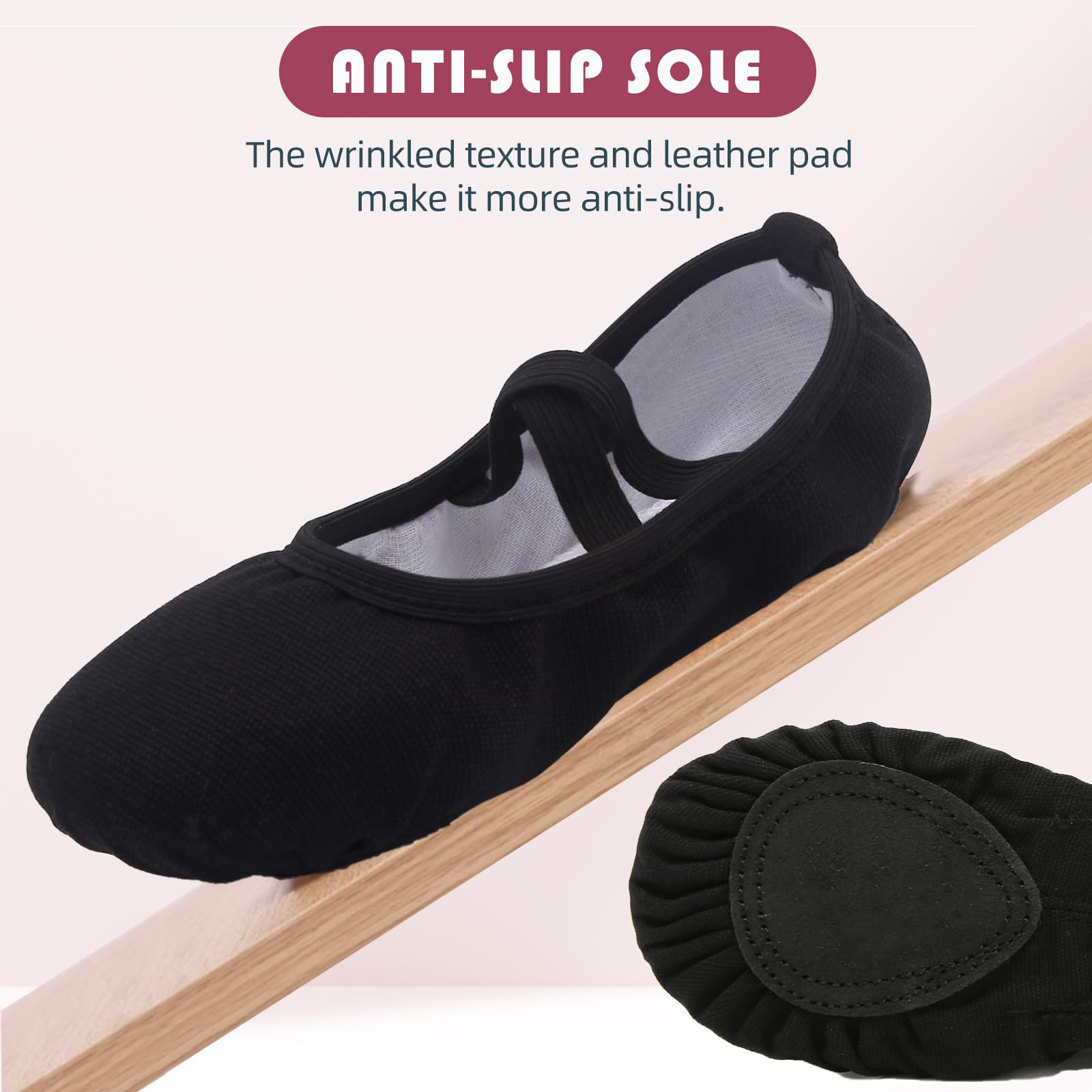 Uniuni Zapatillas Ballet Niña y Mujer Transpirable Canvas Ballet Zapatos con Suela de Cuero Dividido para Niños Adulto