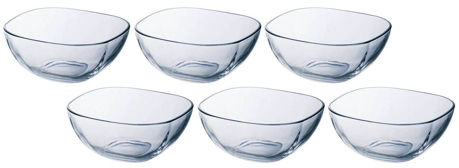 ADERIA P6285 Plain Square Bowl, 6 Pieces, Made in Japan, Salad Bowl, Dish, Soup, Plate, Stylish, Glass, Dessert, Sweets, Cereal, Small Bowl, Medium Bowl, Living Alone, Cooking, Pasta, Living for Two