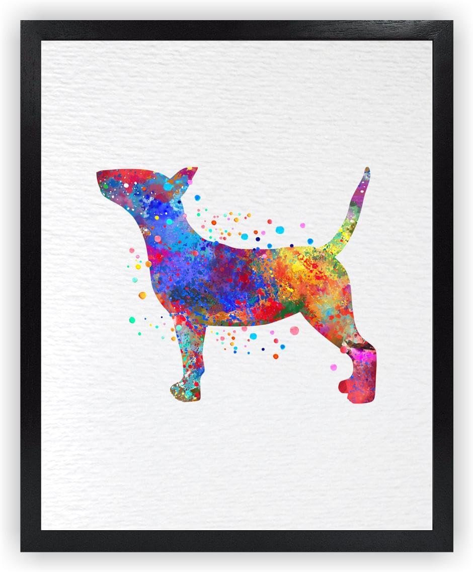 Dignovel Studios8X10 Unframed Bull Terrier Dog Pet Animal Friend English Bull Terrier Watercolor Art Print Poster Wall Art Nursery Kids Office Home Decor DN572