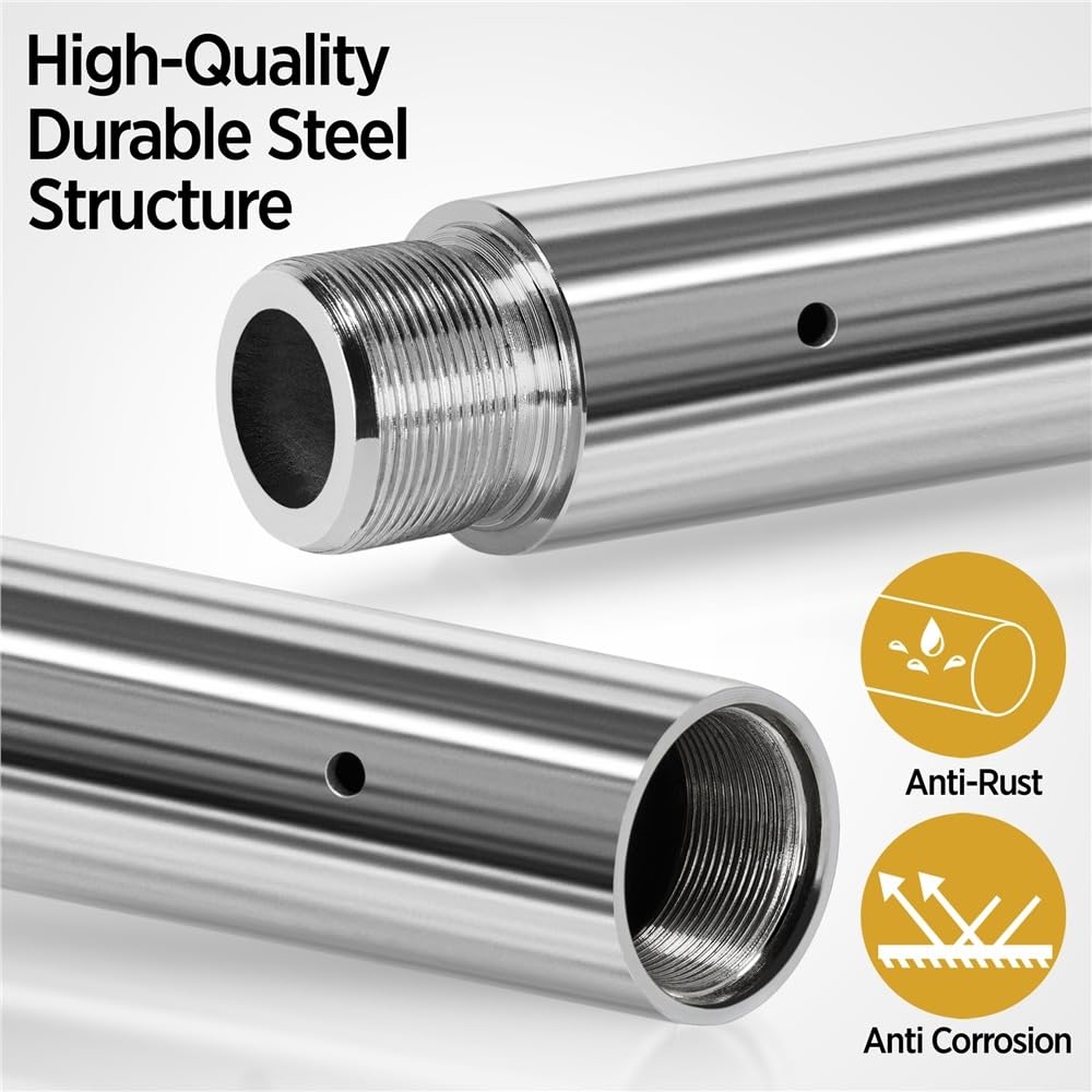 Yaheetech Barre de Pole Dance Réglable 216,5-275cm Charge 227kg Argent | Sans Fixation Plafond, Statique/Rotative, Acier Anti-Rouille Ø 45 mm, Adapté Débutants et Pros, pour Fitness, Spectacle et En