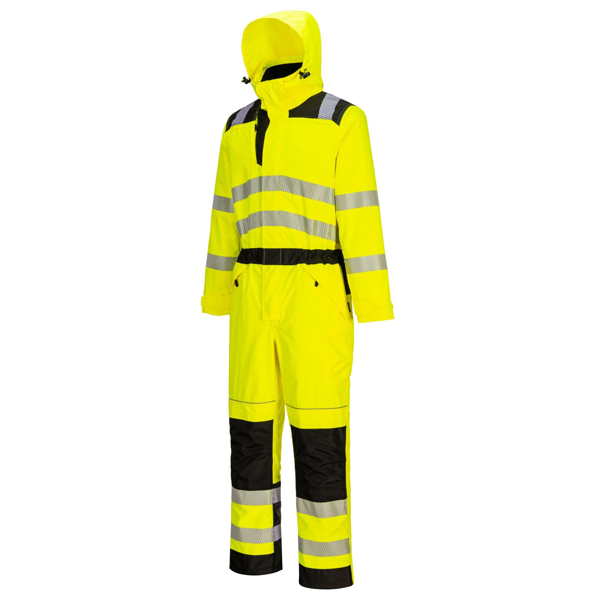 PORTWEST Combinaison de pluie haute visibilité PW3 Jaune/Noir XL - FR(50-52) - UK(40-41) - Vêtements de travail