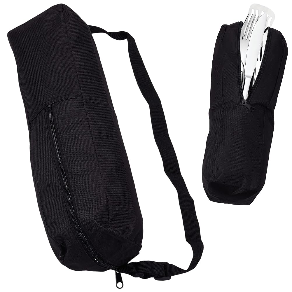 GORGECRAFT BBQ Utensils Storage Bag Black Oxford Cloth Waterproof BBQ Tool Accessories Zipper Closure Carry Bags with Shoulder Strap for Outdoor Grilling Barbecue Camping Hiking Picnic