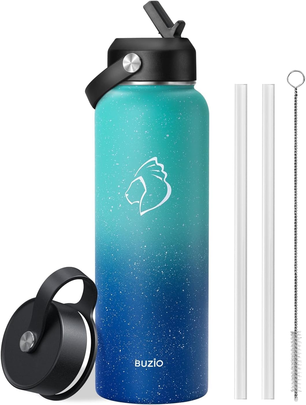 Stainless Steel Water Bottle with Straw, BUZIO Insulated Water Bottle with Straw Lid 1180 ml Vacuum Cold for 48 Hrs