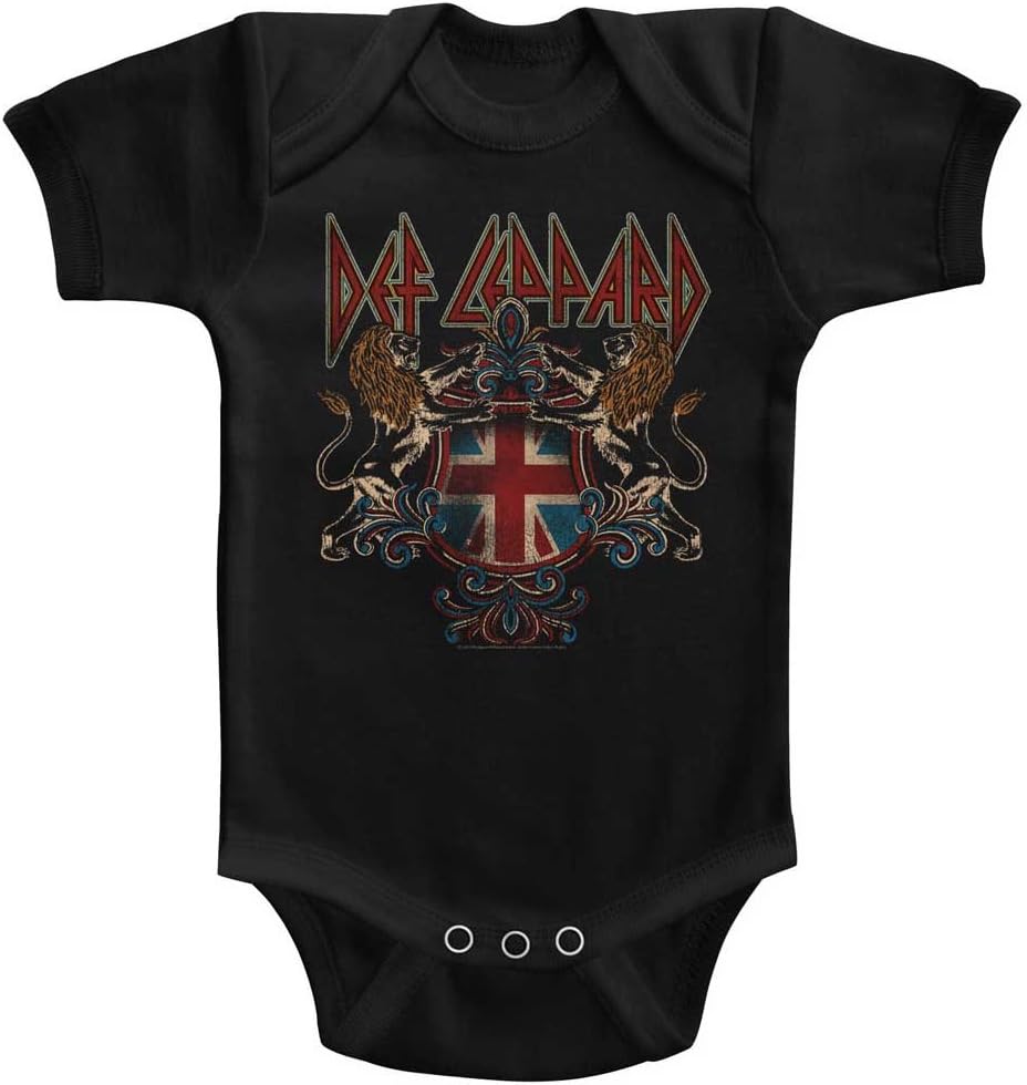 Def Leppard 80s Metal Band Rock N Roll Def Crest Infant Baby Snapsuit Romper