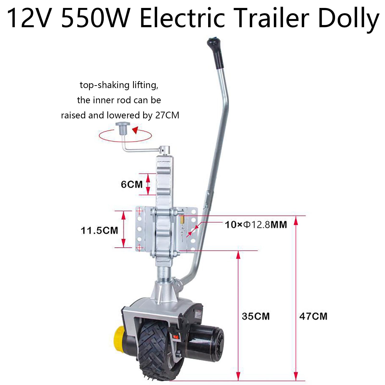 Transportador de Remolque Eléctrico, Capacidad de Remolque de 6000 LB (2722 kg), Rueda Jockey de Remolque de 550 W y 12 V con Velocidad de Movimiento de 22 pies (7 m)/min