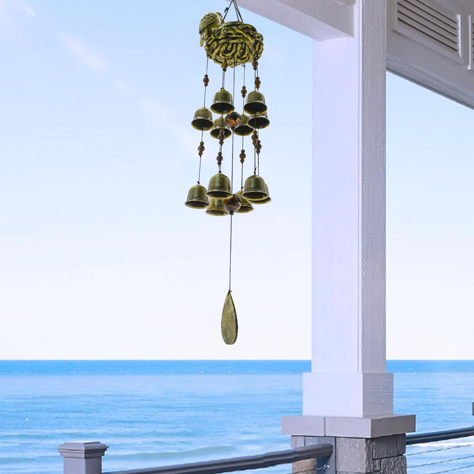Carillon éolien nid d'oiseau avec 12 clochettes pour la gloire des mères - Cloches décoratives à suspendre pour extérieur, jardin, cour, décoration d'intérieur