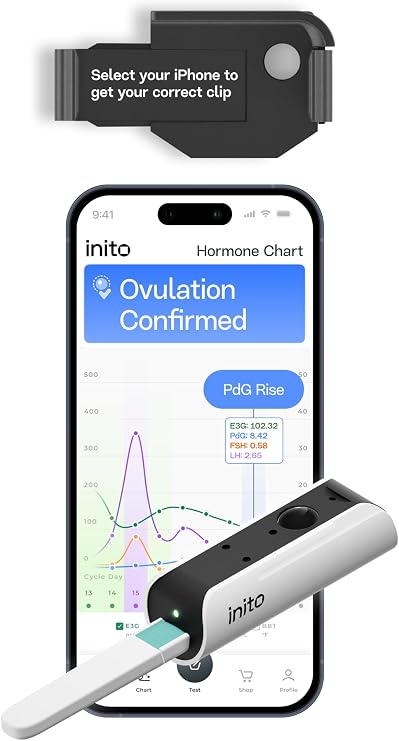 Inito Fertility Monitor & Hormone Tracker for Women | Estrogen, LH, PdG (Urine Metabolite of progesterone), FSH | Track and Confirm Ovulation | Includes 15 Strips (Compatible with iPhone 13 Pro Max)