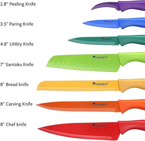 Miniatura 7 de Rainbow Sharp - Juego de cuchillos de cocina para profesionales de cocina, juego de cuchillos de chef, apto para lavavajillas con funda