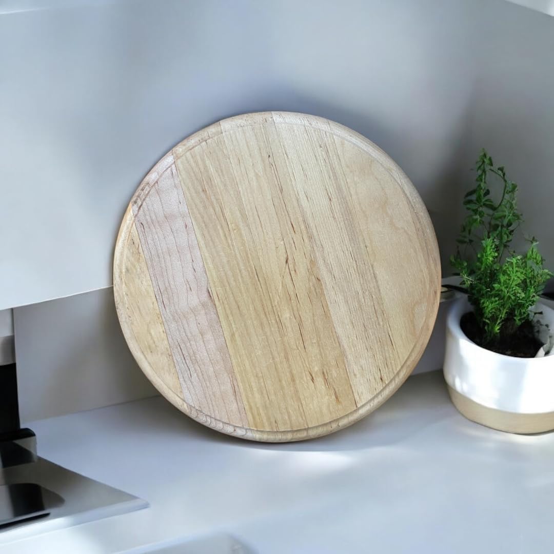 PARENCE – Zestaw 2 okrągłych drewnianych desek o długości 23 cm – drewniany talerz kuchenny do krojenia, podawania i prezentowania – solidny i wszechstronny okrągły stół – 2 części