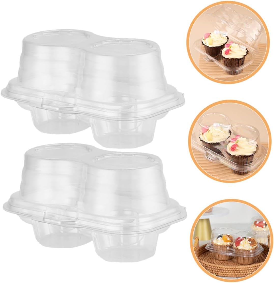 Alipis 50pcs Double Cupcake Box Transparent Mousse Container for Muffins Food-grade Portable Cake Packaging for Birthdays Weddings and Parties