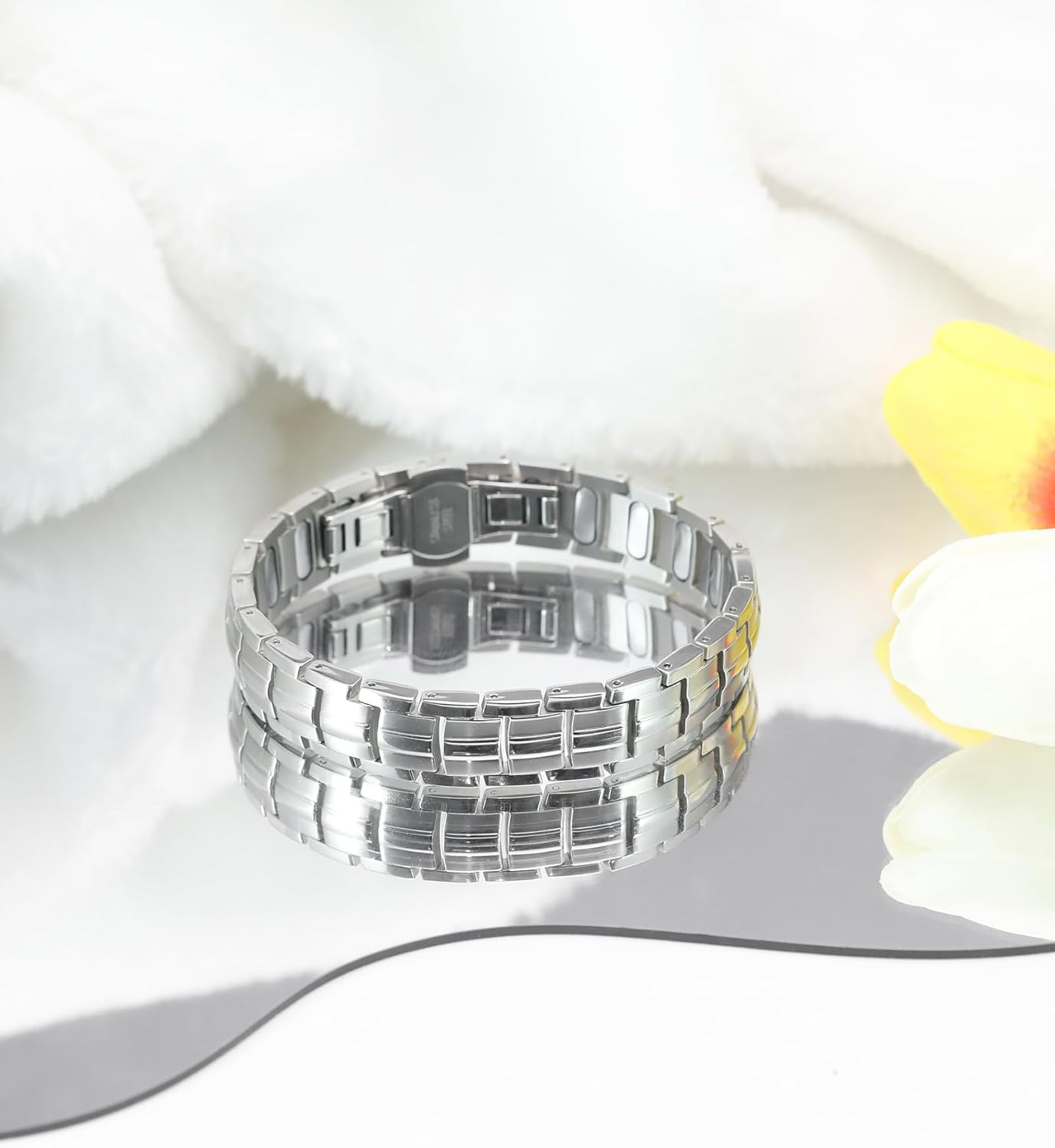 Jecanori 5X Strength Magnetic Bracelets for Men —Updated 5,000 Gauss Ellipse Magnets — Premium Butterfly Clasp & Adjustable Length,Silver - Image 9