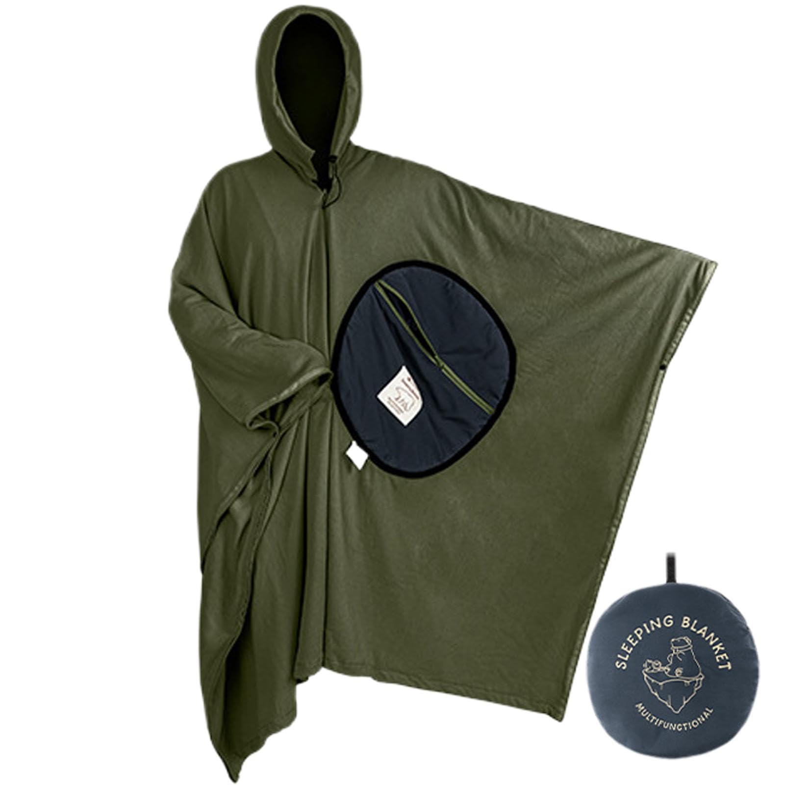 Poncho di sopravvivenza, poncho da campeggio in pile, poncho sacco a pelo, poncho multiuso, coperta da campeggio con cappuccio, poncho da campeggio antivento, coperta da campeggio all'aperto, poncho