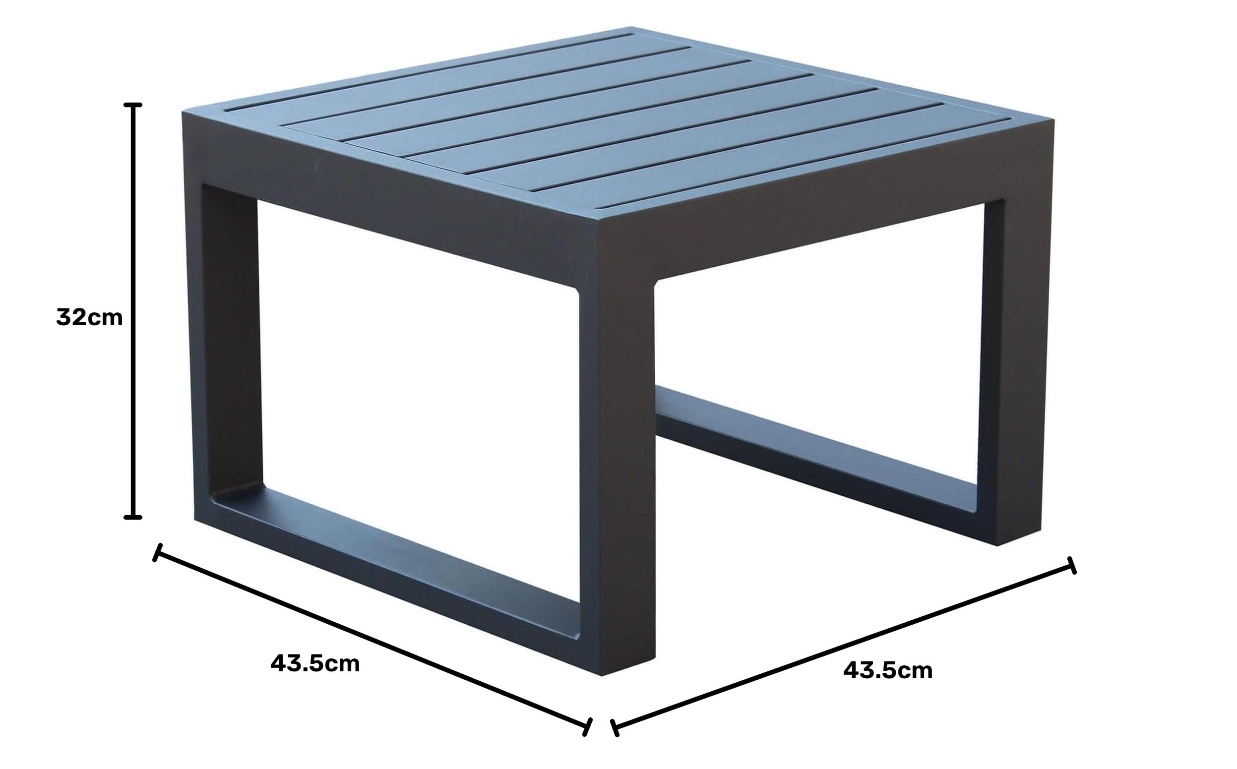 milani home - tavolino da giardino, alluminio, quadrato, antracite, piano 43.5 x 43.5 cm