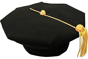 Doctoral Graduation Tam with Bullion Tassel 8 Sided Velour Black
