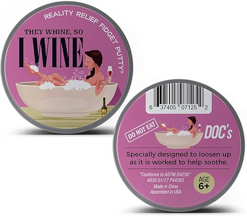 Miniatura 6 de Gears Out They Whine So I Wine Stress Putty - Diseño relajante de baño - Masilla de terapia novedosa para mamás y profesores - Rojo vino, juguete