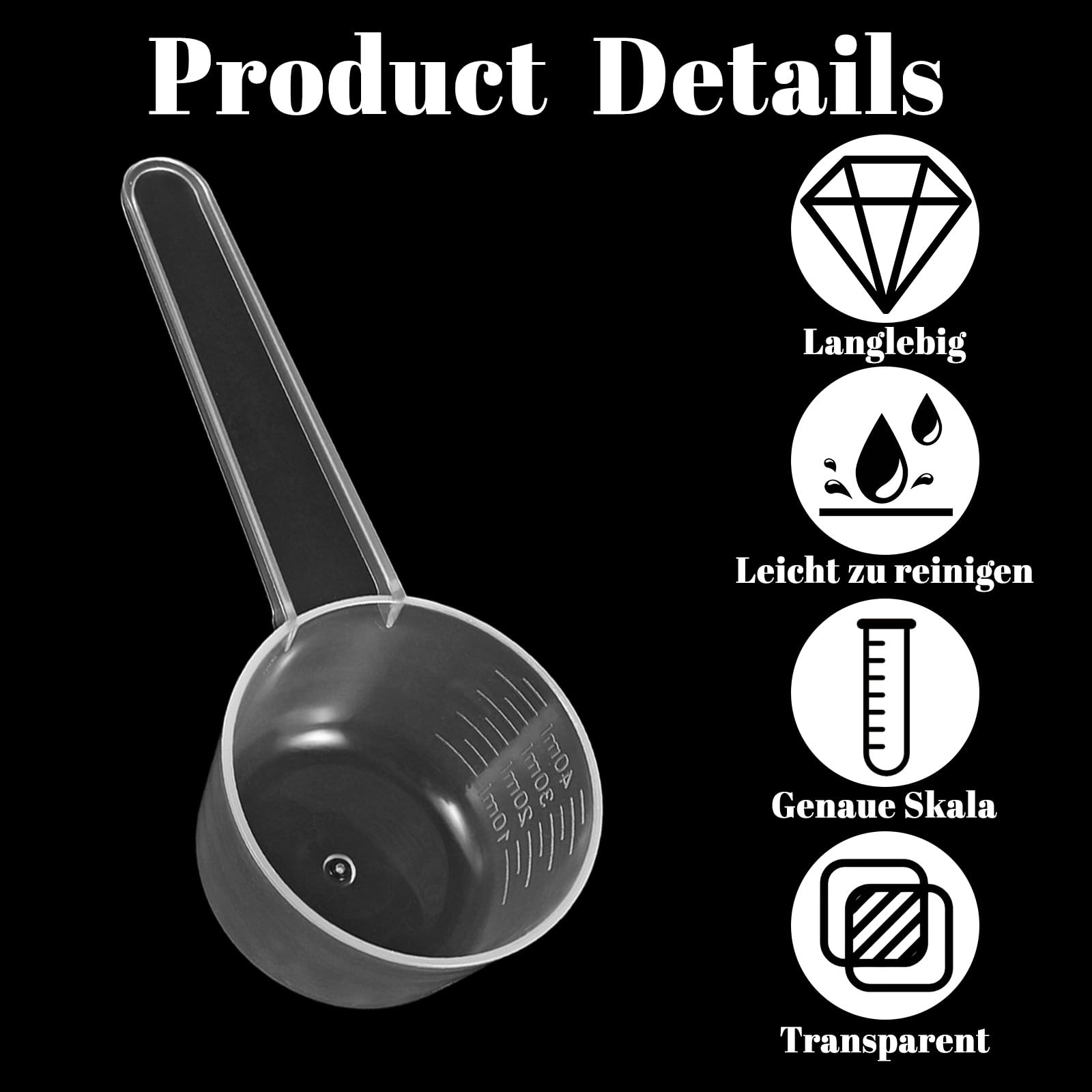 Lot De 4 Cuillères Doseuses En Plastique Transparent - 10ml, 20ml, 30ml, 40ml - Pour Lait En Poudre, Farine, Protéines