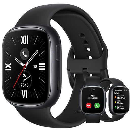 HONOR WATCH4 smartwatch, 1,75 pollici AMOLED Design elegante 60Hz 5ATM 451mAh batteria 14 giorni Tempo di utilizzo bluetooth chiamata 4GB ROM NERO