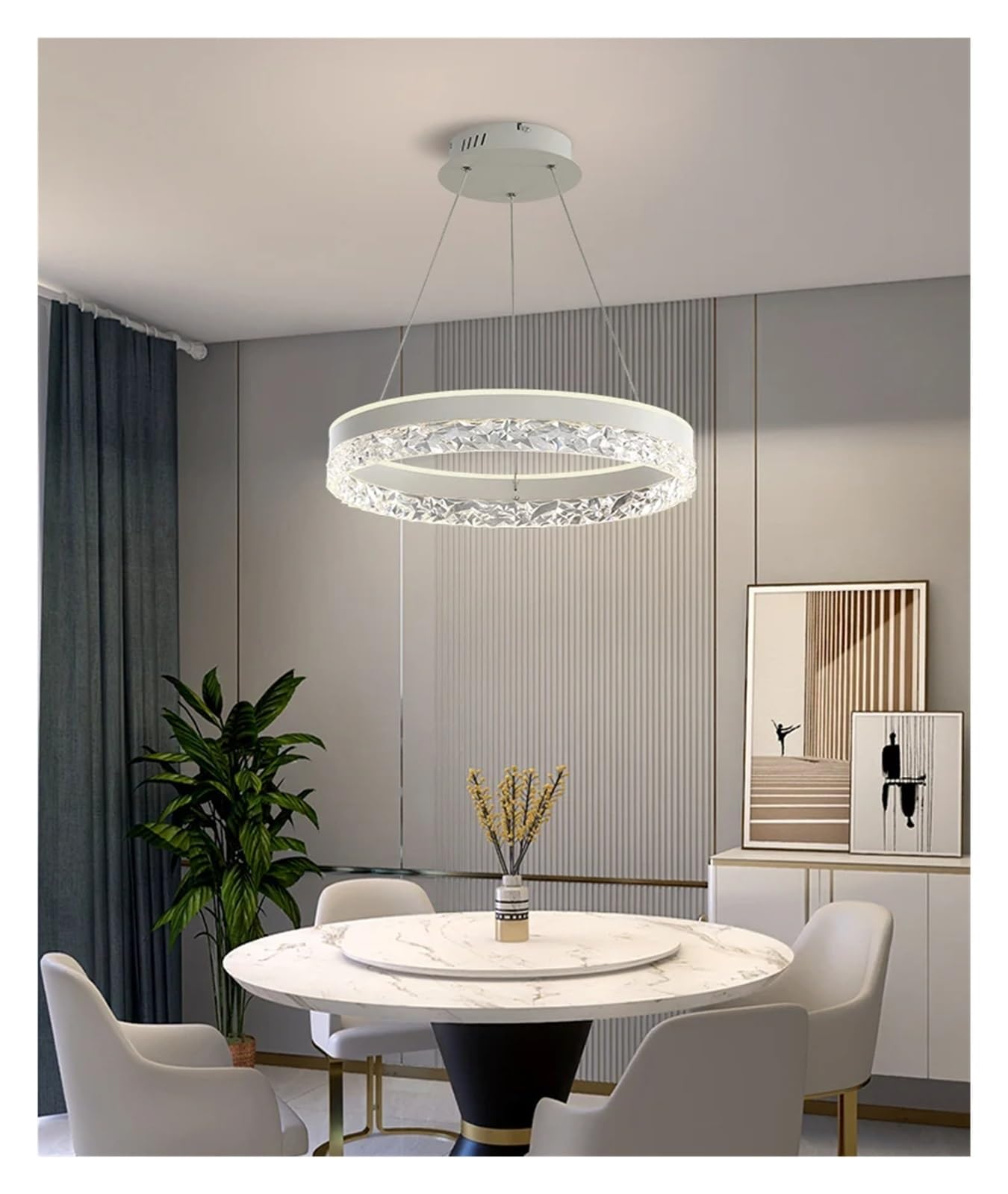 ASerZenith Kitchen Living Room Decorate Hanging Lamp Creative Led Ceiling Chandeliers Nordic Dining Study Room Bedroom Bedside Light,Bianco-Remote Dimmable