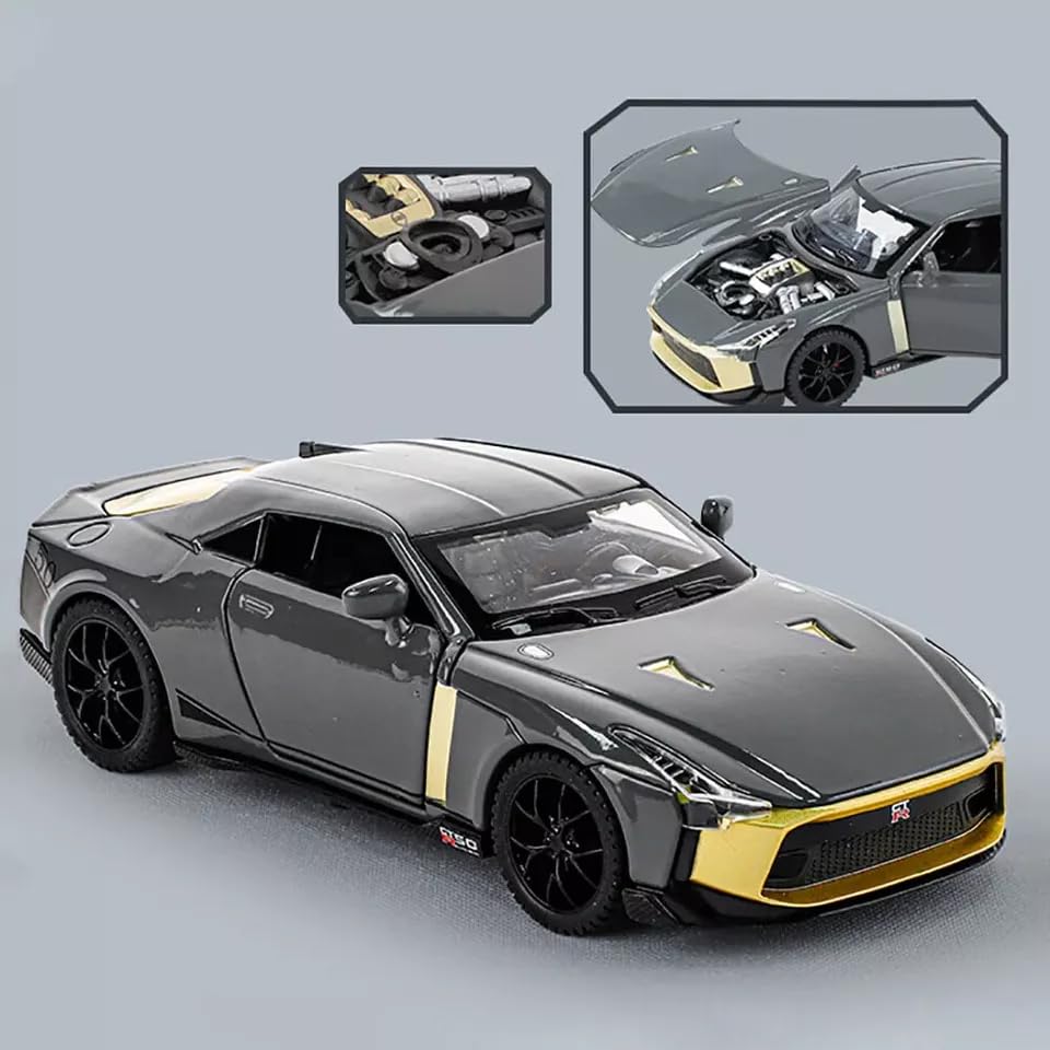 Image of Invite Enterprise Compatible for 1:32 Nissan GTR R50 Toy Car Model, Diecast Collectible Pull Back Model Car with Sound and Light, Toy Gift Vehicles for Adults Kids Boys Girls【Blue】