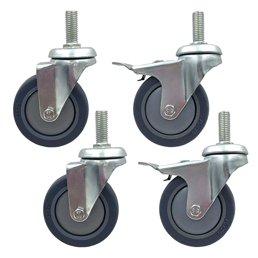 Ruedas giratorias Ruedas giratorias Ruedas giratorias de 2 pulgadas con bloqueo doble de seguridad, ruedas giratorias pequeñas de 50 mm, ruedas giratorias para muebles para cama, con soporte en forma