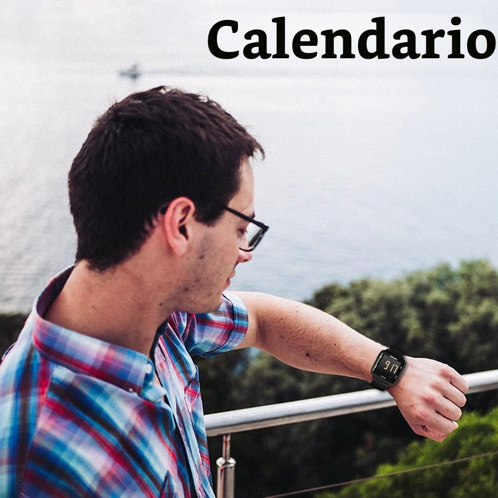 Reloj Natación Sumergible Hombre Impermeable 100 Metros con Banda de Acero Inoxidable, Despertador, Cronometro, Hora Dual, Calendario, Formato de 12 o 24 Horas