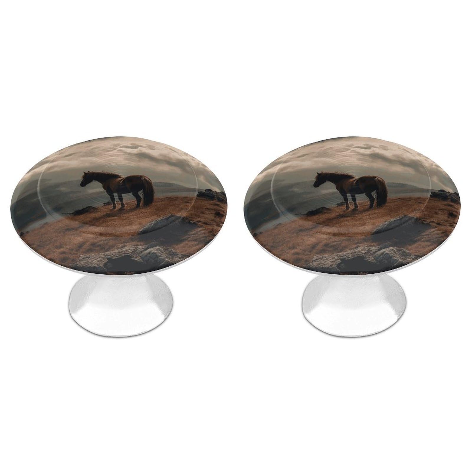 Btcowzrv Style Horse Grazing On The Mountain 2 Pack Cabinet Knobs Drawer Pulls