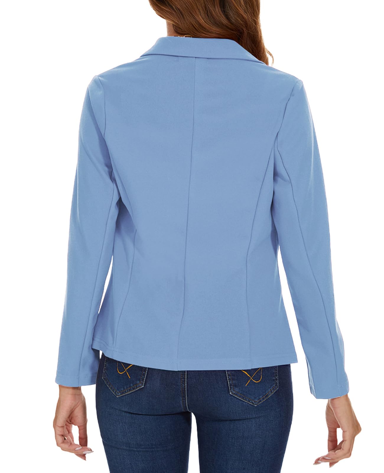 Blazer da donna con 2 bottoni, giacca blazer con risvolto dentellato casual classico a maniche lunghe abbigliamento da lavoro tasche con patta foderato sul davanti