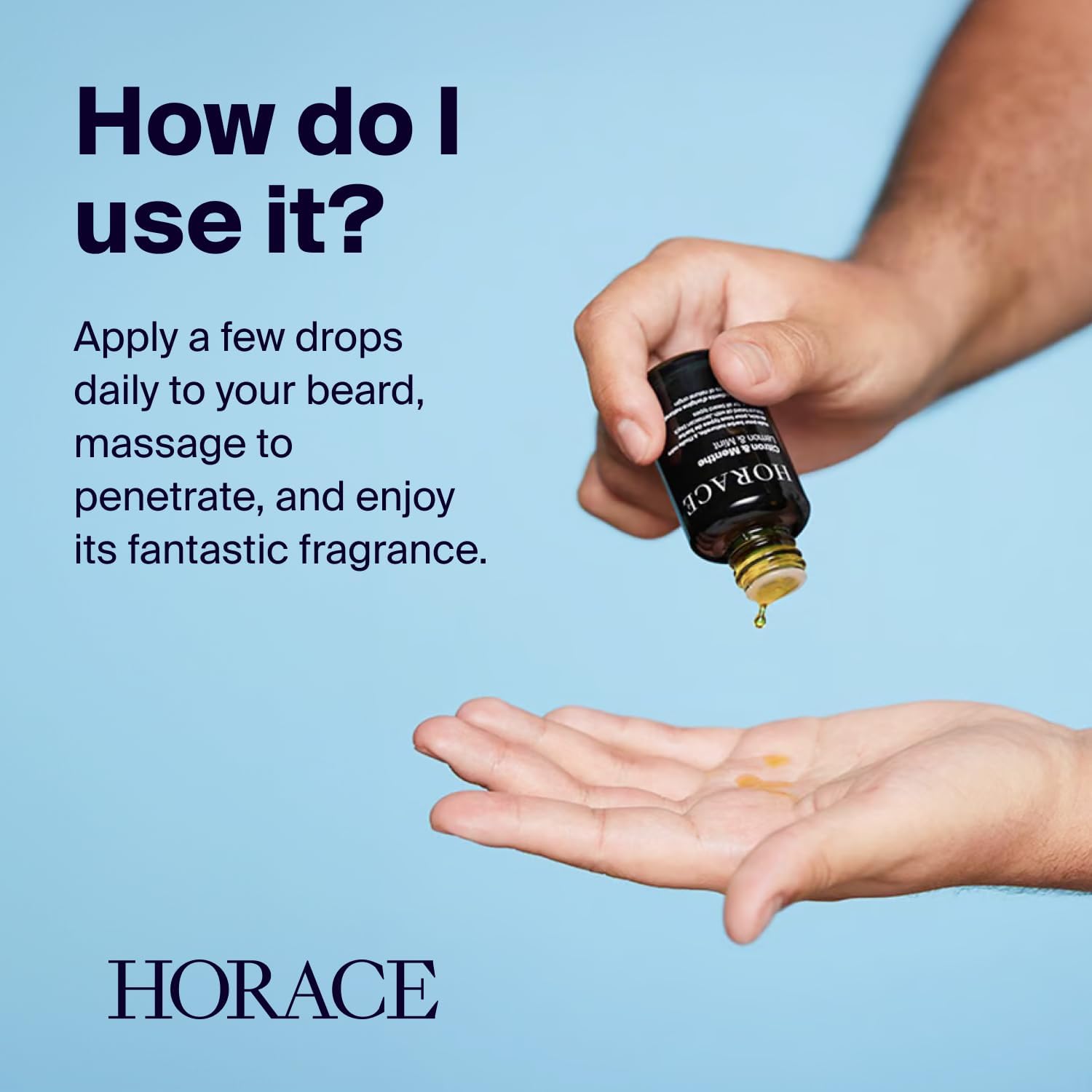 HORACE Patchouli & Cedar Beard Oil for Men - Conditioner with Argan Oil - Gentle Beard Care for All Skin Types - Woody, Aromatic Scent, 30 ml - Image 4