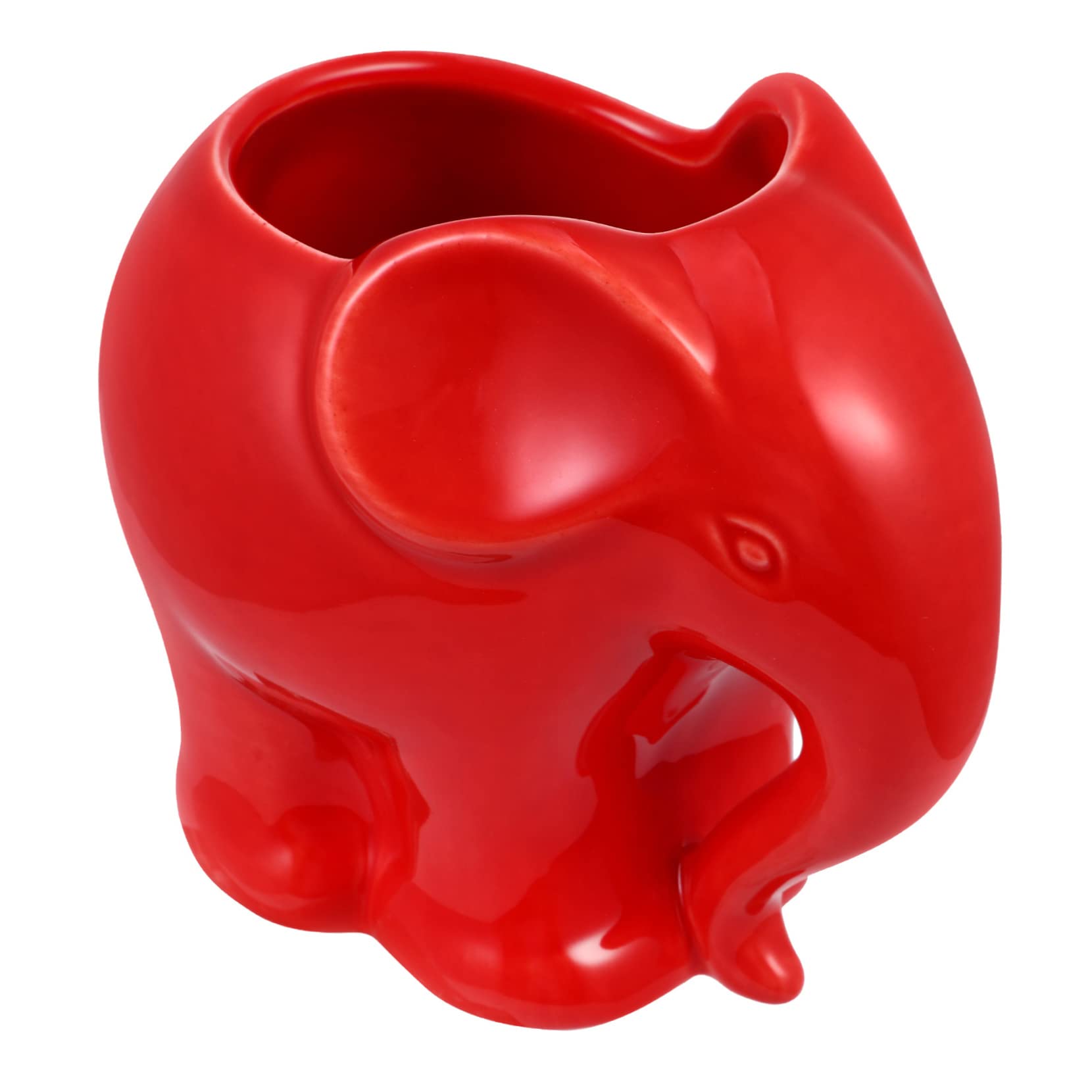 Yardenfun Elephant Ceramic Pot Outdoor Pots White Planters Decor Succulent Planter s Cartoon Cartoon Creative Red