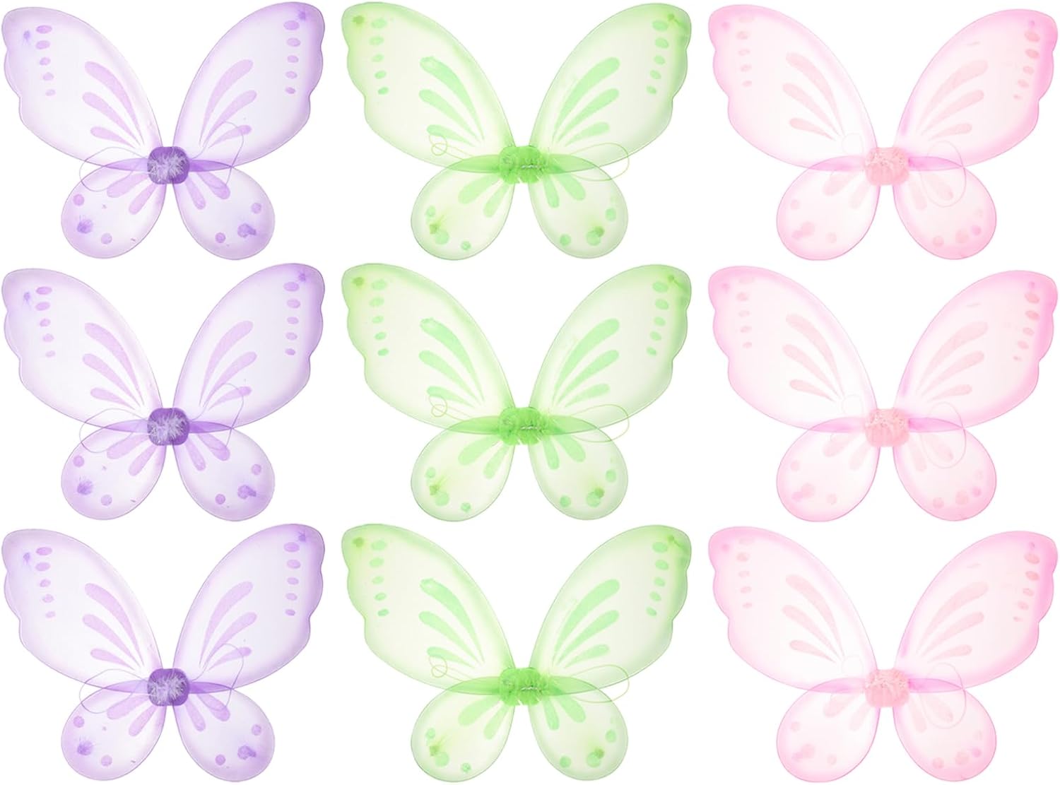 LUOZZY 9pcs Colorful Butterfly Fairy Wings for Girls Costume Dress Up Party Decorations