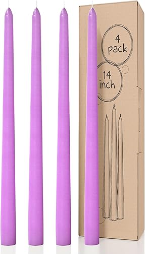 CANDWAX Juego de 4 velas cónicas de 14 pulgadas, velas cónicas sin goteo y sin perfume, perfectas como velas de cena y velas para el hogar, velas