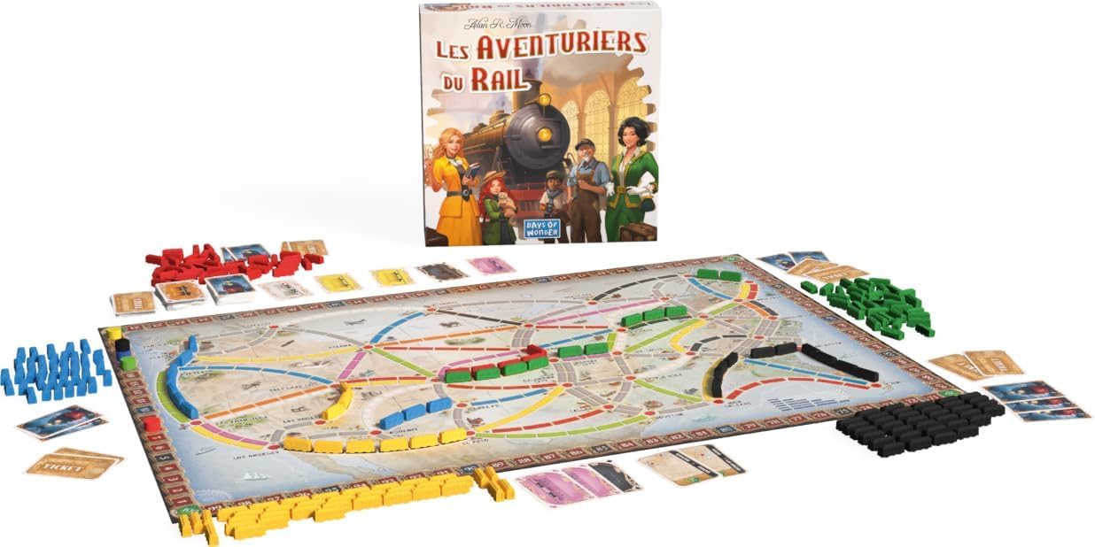 Lotto di avventurieri della ferrovia USA - Gioco di base in francese + 1 divisione, gioco da tavolo - 2 a 5 giocatori