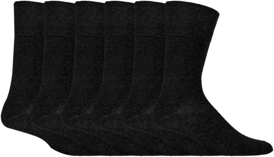 Gentle Grip - Mens 6 pairs of Diabetic Sock with Honey Comb Top and Hand linked Toe Seams - 6-11 UK 39-45 Eur, Black, 6-11 UK 39-45 eur